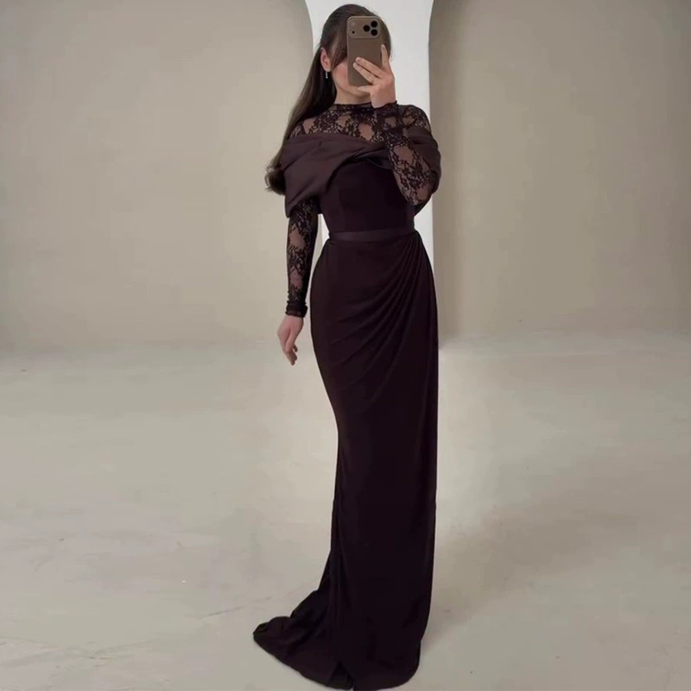 Forever 21 Dark Brown Lace Panel Bodycon Dress